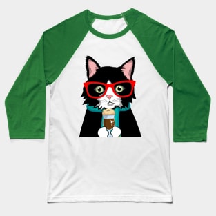 Angry Coffee Black Cat Baseball T-Shirt